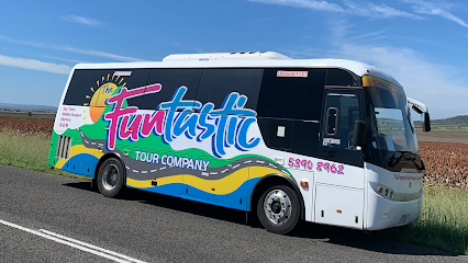 A bus is parked on the side of a road, near the stunning backdrop of Noosa.